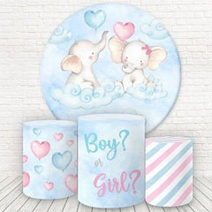 Lofaris Blue And Pink Elephant Round Baby Shower Backdrop Kit