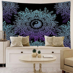 Lofaris Blue And Purple Bohemian Mandala Floral Wall Tapestry