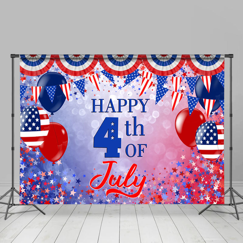 Lofaris Blue And Red Bokeh Star Balloons Independence Day Backdrop