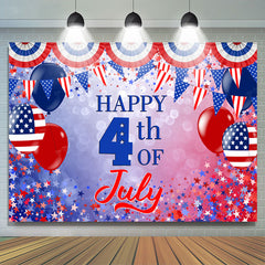 Lofaris Blue And Red Bokeh Star Balloons Independence Day Backdrop