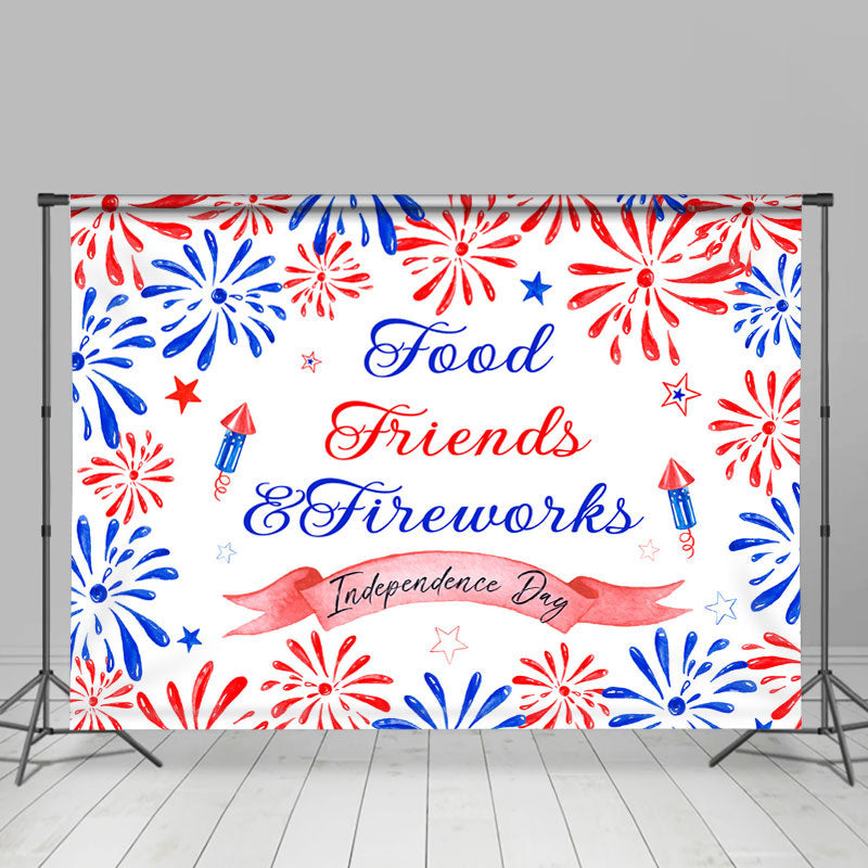 Lofaris Blue And Red Rocket Food Friends Independence Day Backdrop