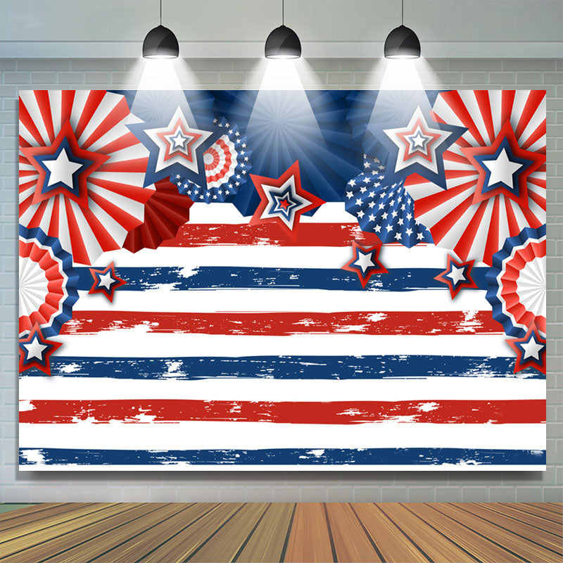 Blue And Red Stripes Happy Independence Day Backdrop - Lofaris