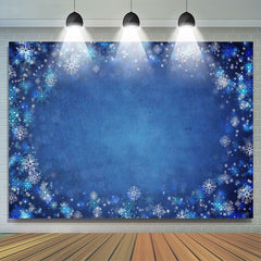 Lofaris Blue And Shiny Snowflake Lovely Happy Winter Backdrop