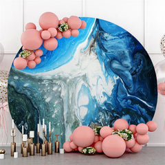 Lofaris Blue And White Ocean Scene Circle Birthday Backdrop