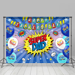 Lofaris Blue Balloons Super Dad Happy Fathers Day Backdrop