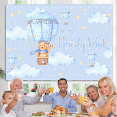 Lofaris Blue Bear On The Airballoon Star Baby Shower Backdrop