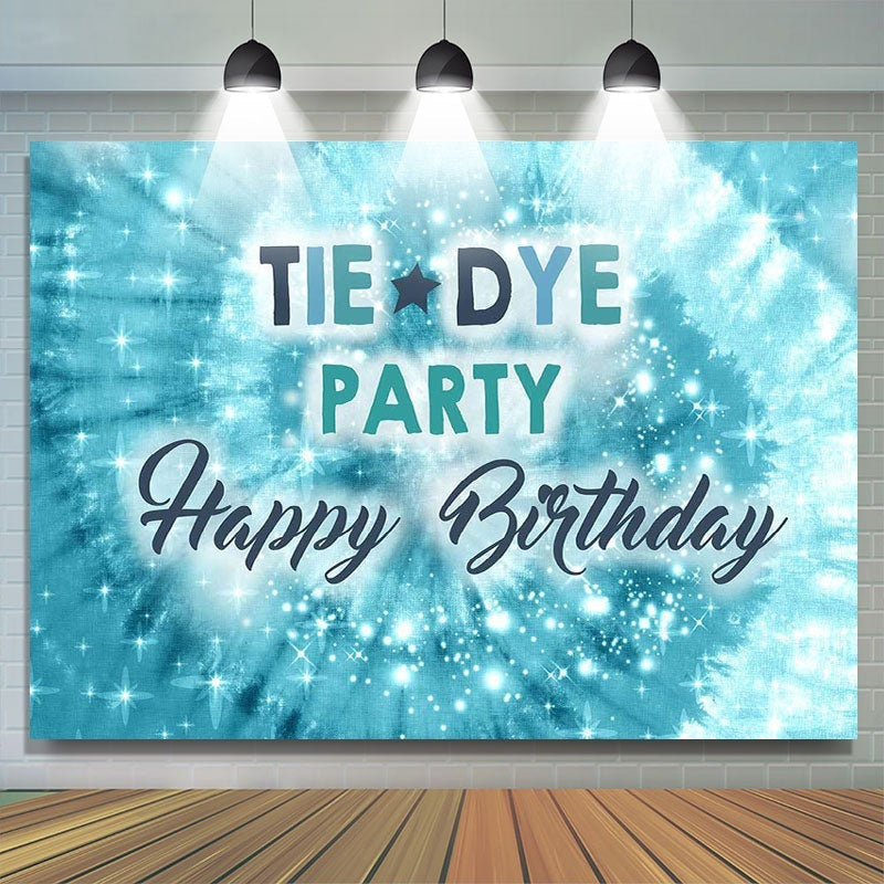 Lofaris Blue bokeh Tie Dye Party birthday photo booth backdrop