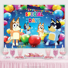 Lofaris Blue Cartoon Dogs Birthday Backdrop For Kids Party