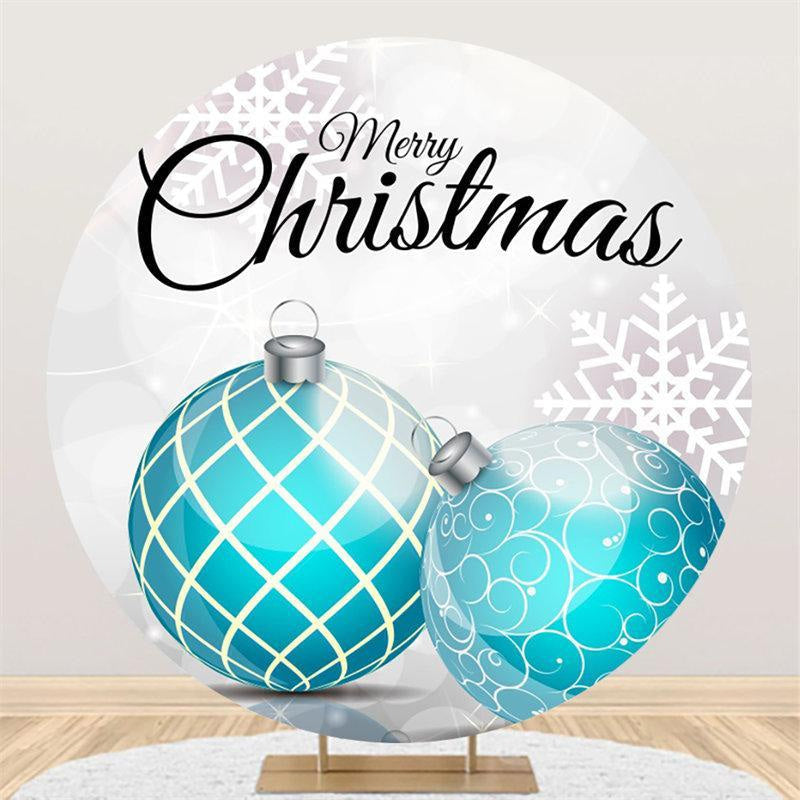 Lofaris Blue Circle Decorative Ball Merry Chrismas Backdrop