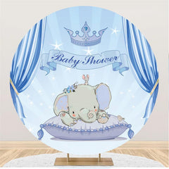 Lofaris Blue Cute Elephant Themed Round Baby Shower Backdrop