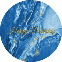 Lofaris Blue Fine Art Custom Round Happy Birthday Backdrop