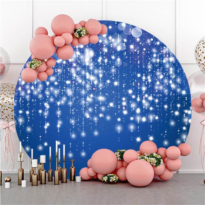 Lofaris Blue Glitter Bokeh Simple Circle Birthday Backdrop