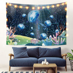 Lofaris Blue Jellyfish Trippy Novelty Landscape Custom Tapestry