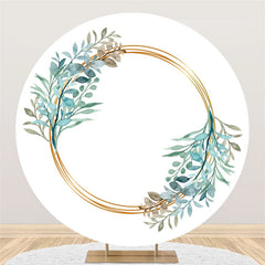 Lofaris Blue Leaves And Circle Simple Round Backdrop For Event