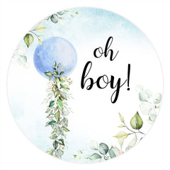 Lofaris Blue Moon Oh Boy Round Baby Shower Decoration Backdrop