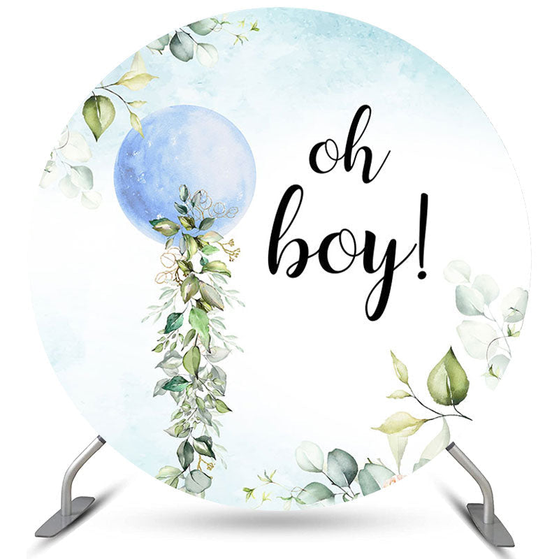 Lofaris Blue Moon Oh Boy Round Baby Shower Decoration Backdrop