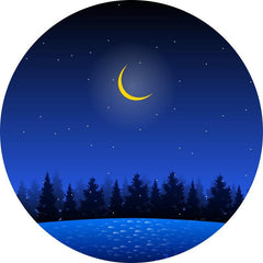 Lofaris Blue Night Sky And Moon Round Backdrop For Birthday