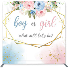 Lofaris Blue Pink Floral Double-Sided Backdrop for Baby Shower