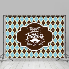 Lofaris Blue Plaid Simple Happy Fathers Day Party Backdrop