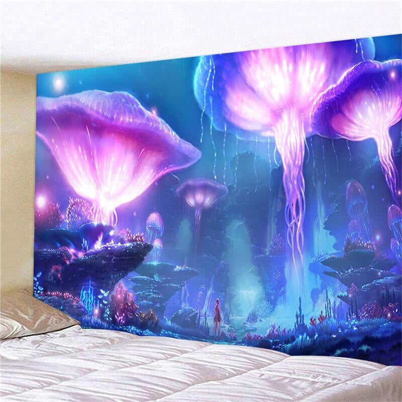 Lofaris Blue Purple Sea World Landscape Family Wall Tapestry