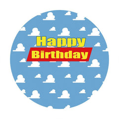 Lofaris Blue Sky And White Cloud Custom Round Birthday Backdrop