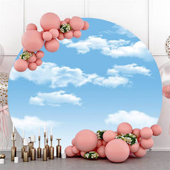 Lofaris Blue Sky And White Cloud Round Baby Shower Backdrop