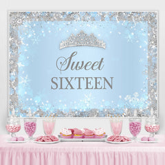 Lofaris Blue Snow and Diamond Sweet Sixteen Birthday Backdrop