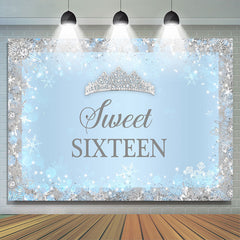 Lofaris Blue Snow and Diamond Sweet Sixteen Birthday Backdrop