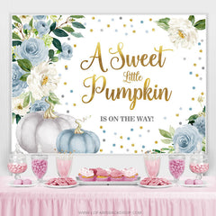 Lofaris Blue Sweet Pumpkin Is On The Way Baby Shower Backdrop