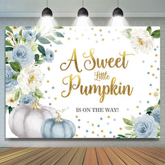 Lofaris Blue Sweet Pumpkin Is On The Way Baby Shower Backdrop