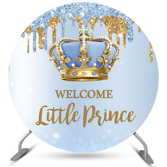 Lofaris Blue Welcome Little Prince Round Baby Shower Backdrop