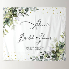 Lofaris Boho Theme Green Leaves Glitter Bridal Shower Backdrop