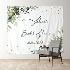 Lofaris Boho Theme Green Leaves Glitter Bridal Shower Backdrop