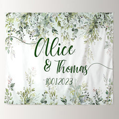 Lofaris Boho Theme Green Leaves She Said Yes Wedding Backdrop