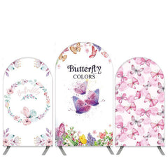 Lofaris Boho Theme Pink Floral And Butterfly Arch Backdrop Kit