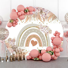 Lofaris Boho Theme Rainbow Light Khaki Round Wedding Backdrop