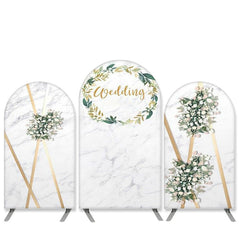 Lofaris Boho Theme White Floral Green Leaves Wedding Arch Backdrop Kit