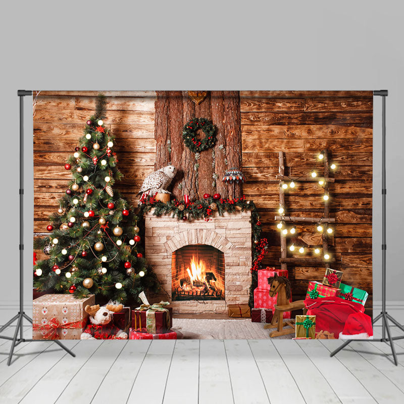 Lofaris Bokeh Light With Tree And Gift Merry Christmas Backdrop