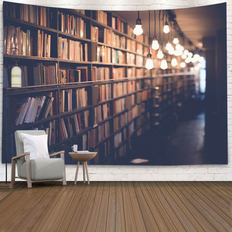 Lofaris Bookstore Bokeh Architecture Still Life Wall Tapestry