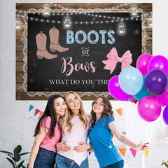 Lofaris Boots and Bows Cute Wood Baby Shower Backdrop