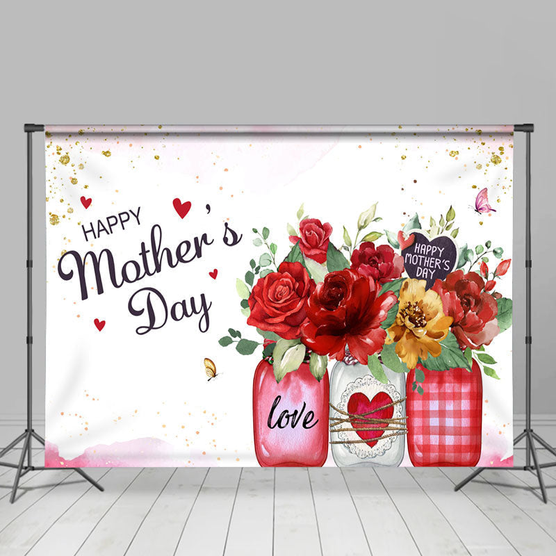 Lofaris Bottles Flowers Butterfly Pink Mothers Day Backdrop