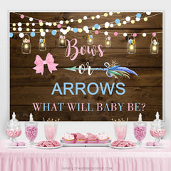 Lofaris Bows and Arrows Light Wooden Gender Baby Shower Backdrop