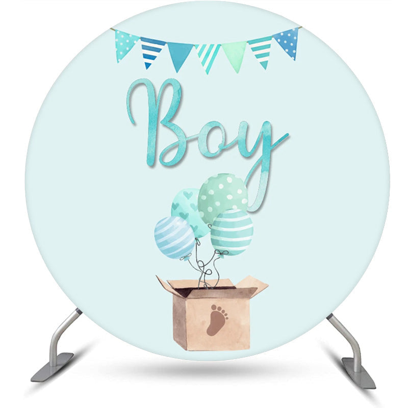 Lofaris Boy Blue Balloon Simple Circle Baby Shower Backdrop