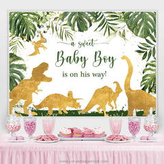 Lofaris Boy Leaves Dinosaur Safari Gender Reveal Backdrop