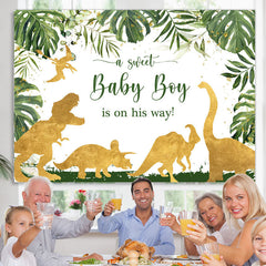 Lofaris Boy Leaves Dinosaur Safari Gender Reveal Backdrop