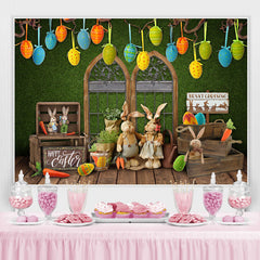 Lofaris Cute Bunny Crossing And Green Wall Wood Backdrop