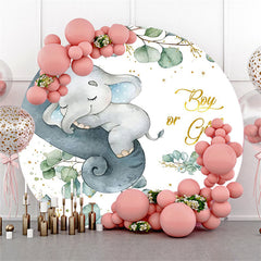 Lofaris Boy Or Girl Cute Elephant Circle Baby Shower Backdrop