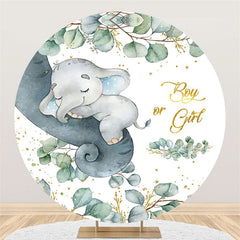 Lofaris Boy Or Girl Cute Elephant Circle Baby Shower Backdrop