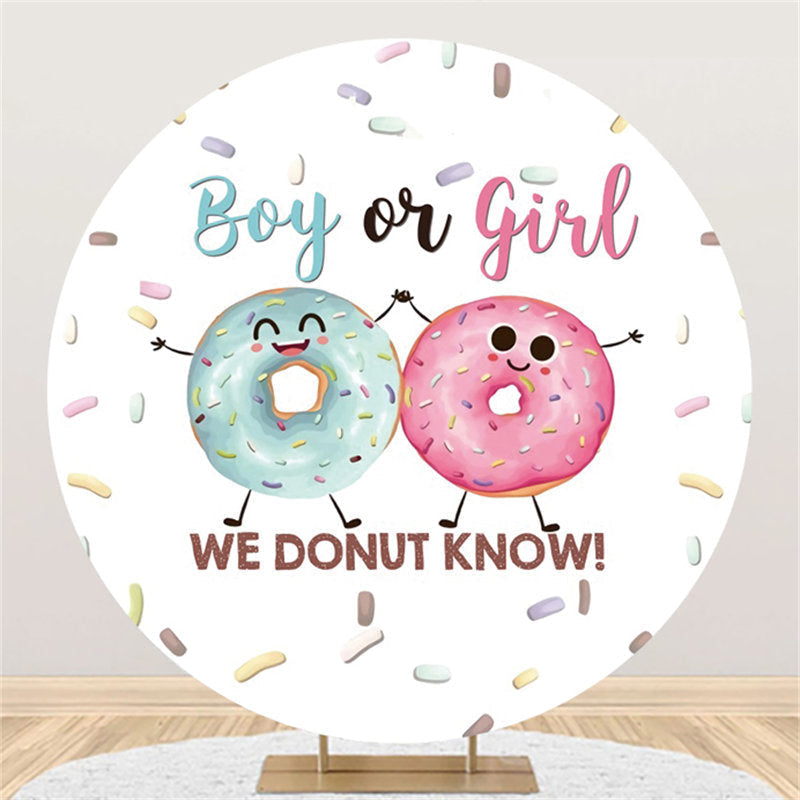 Lofaris Cute We Donut Know Round Baby Shower Backdrop