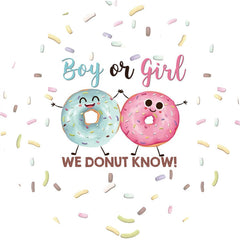 Lofaris Cute We Donut Know Round Baby Shower Backdrop